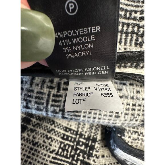 Cynthia Rowley Women Black White Plaid Cardigan Coat Wool Blend 3X Old Money - Picture 9 of 9